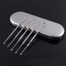 Roestvrijstalen spiraal oorlepelschep dubbele kop graafset gereedschap handmatige massager