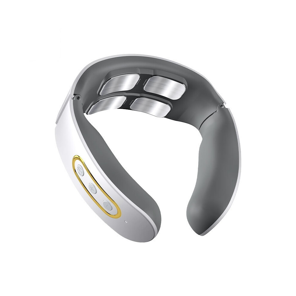 Electric Wireless Smart Neck Massager TENS Pulse Relieve Neck Pain 4 Head Vibrator Heating Cervical Massage Health Care