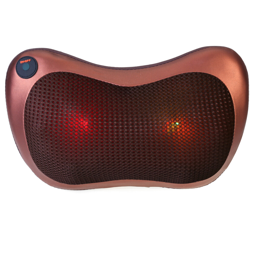 Brown 6/8 Heads Relaxation Electric Massage Pillow Vibrator For Shoulder Back Kneading Massager