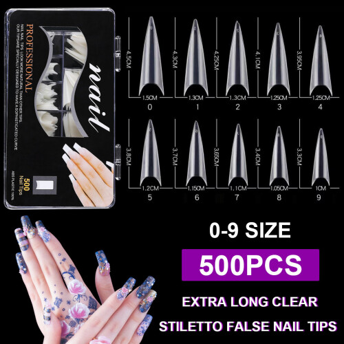 500 Stück Lange Nagelstudio Transparente Nägel Lang 1
