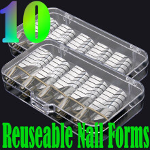 10 Stück Silberne Nagelkunst UV Gel Acryl Verlängerungsleitformen