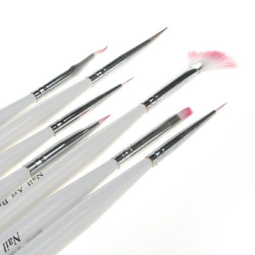 7 Pezzi Pennello per Unghie Gel white per Design e Pittura 2