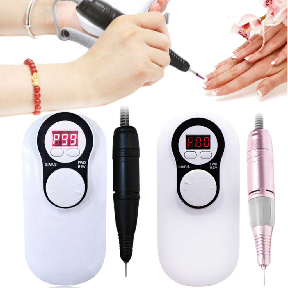 Black/Pink 30000Rpm Electric File Nail Drill Machine Pen Manicure Pedicure Bits Tool Kit