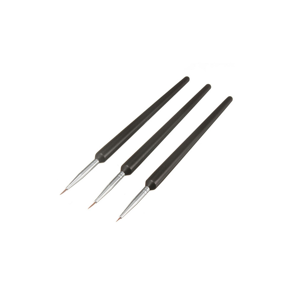3x Tiny Acrylic Nail Art Drawing Painting Pen Brush Set