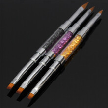 Dual - head Acrylaat Franse Nagelkunst UV Gel Borstel DIY Schilderen Valse Tips Pen Manicure Gereedschappen 3 Kleuren
