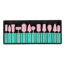 12 Pezzi Kit di punte per trapano per unghie in ceramica pink per manicure e pedicure teste per lucidatura macchina