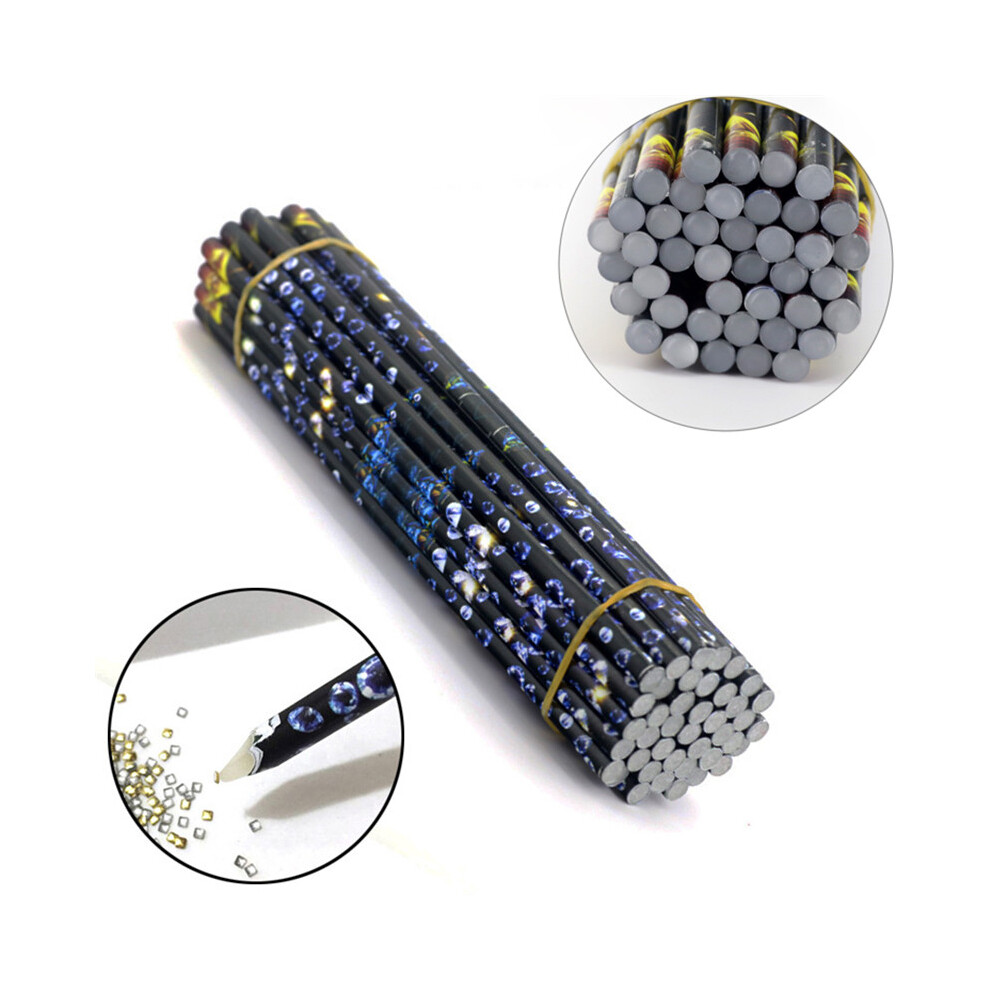 10Pcs Rhinestone Picker Wax Pencil Nail Crayons Point Art Dotting Paste Stick Pen