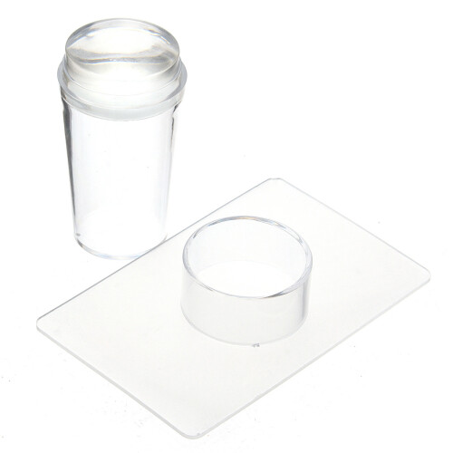 Transparenter Silikon - Nagelkunst - Stamper Stempelvorlage mit Kappe und Schaber 1
