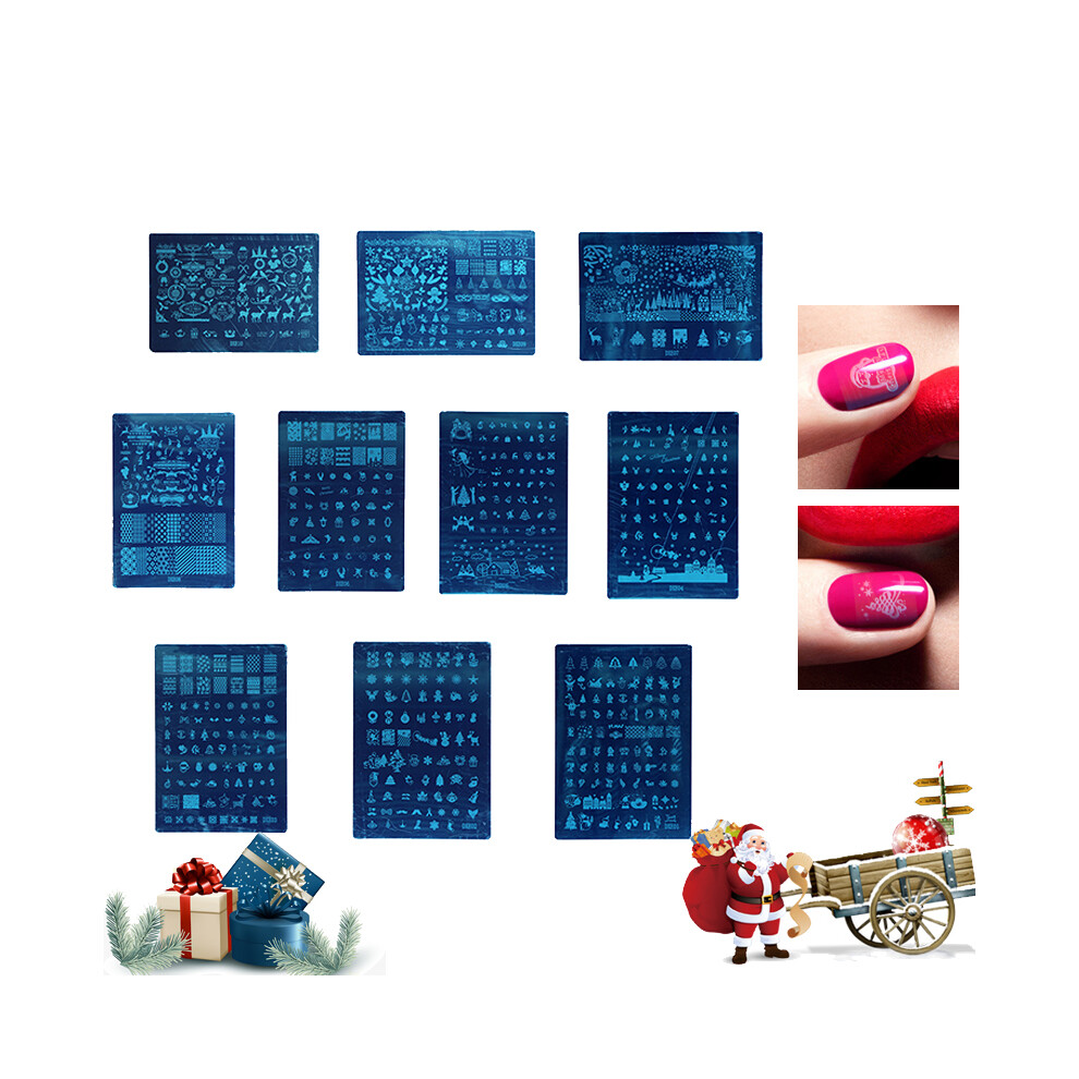 1Pc Christmas Image Nail Stamping Template DIY Polish Rectangle Stamp Plates Beauty Manicure Tools