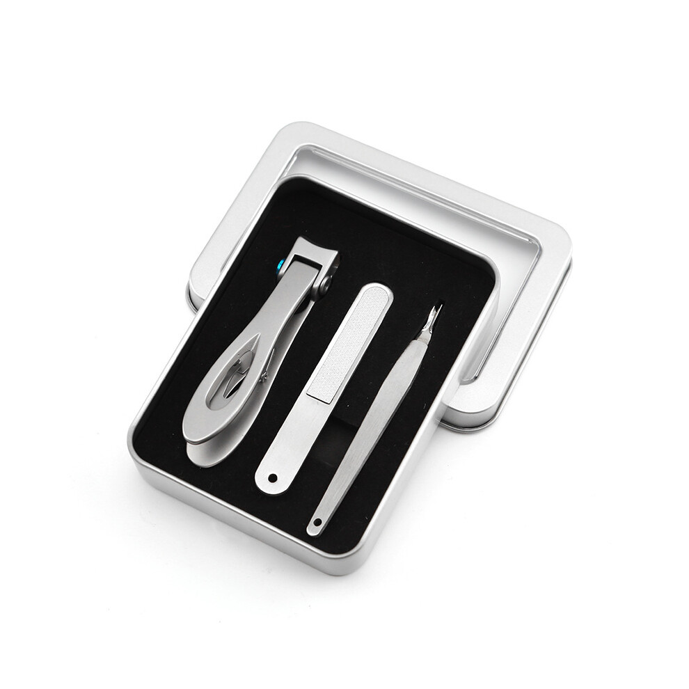 3PCS/SET Nail Clippers Stainless Steel Nail Cutter Toenail Nail File Manicure Trimmer Toenail Clippers for Thick Nails with Box