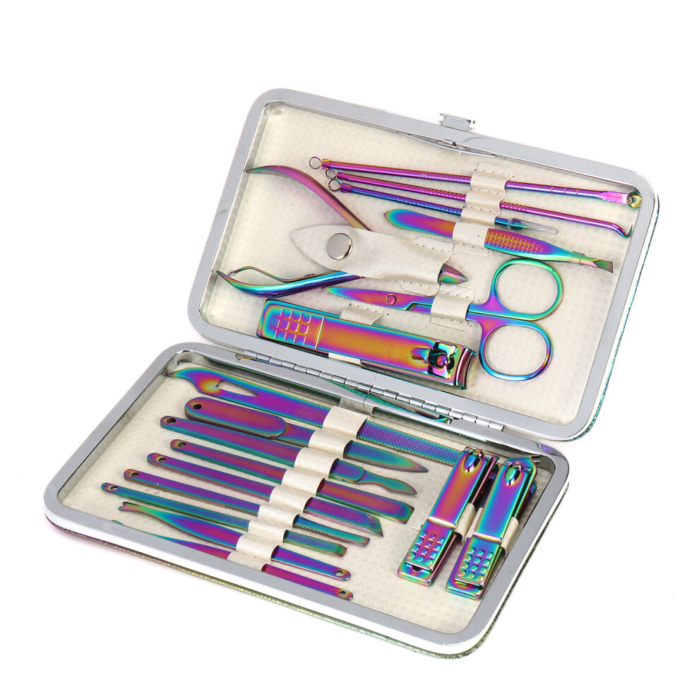 18Pcs Nail Clipper Scissors Set Portable Colorful Stainless Manicure Pedicure Set