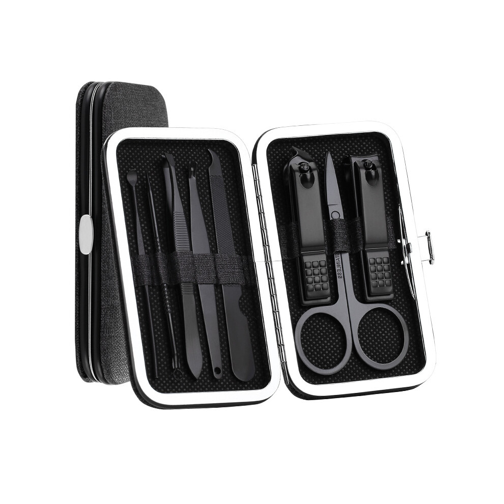 Black Y.f.m Stainless Steel Nail Clipper Pedicure Scissor Tweezer Manicure Set Kit