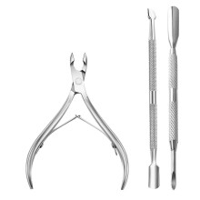 3 - delige RVS Nagel Cuticle Lepel Duwers Verwijderaar Cutter Knipper Set