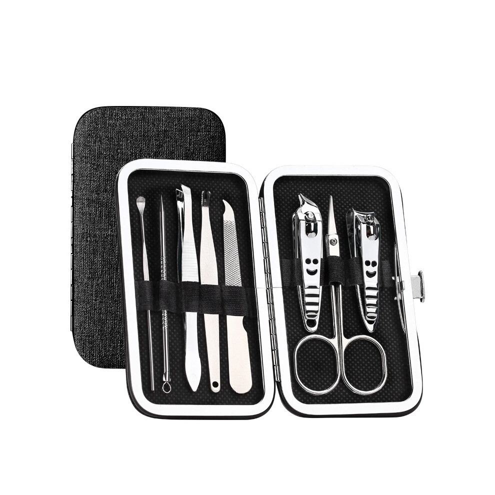 Y.F.M 8pcs Stainless Steel Nail Care Clipper Pedicure Scissor Eyebrow Tweezer Manicure Set Kit