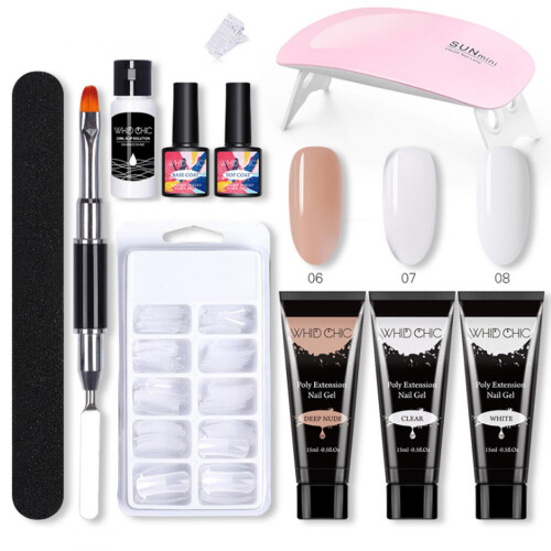 Nail Gel Kit Builder Quick Extension UV Nail Polish Top Coat Tools Set 1