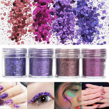 Donkerpaarse nagelkunst glitterpoederblad 1mm pailletten sprankelend kleurrijk iriserend acryl tips 10ml
