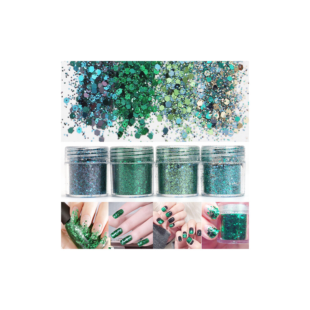 Green Super Shining Grass Mixed Glitter Powder Sequins Nail Decoration Dust Mermaid Effect Manicure