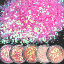 Roze Glanzend Gemengd Glitter Poeder Pailletten Nagelkunst Decoratie Stof Roze Rode Zeemeermin Effect Ornamenten