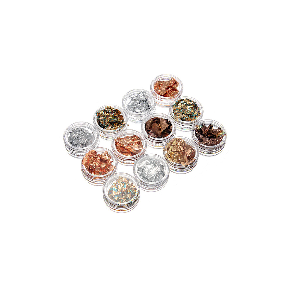 Silver/Golden 12 Boxes Copper Foil Paillette Chip Nail Art Design Tips Decorations Diy Manicure