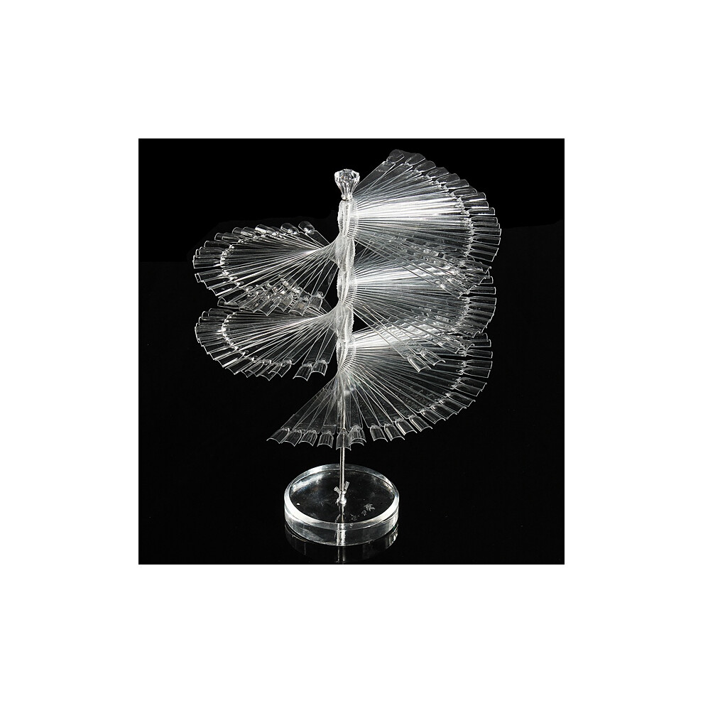 120Pcs False Nail Art Clear Tips Stick Practice Spiral Display Shelf