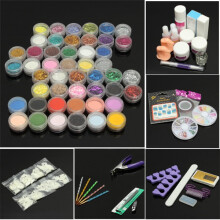 48 Pro Acryl Glitzerpulver Nagelkunst Gel Pinsel Tipps Set