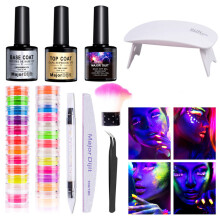 12-Farben-Serie Fluoreszierender Farb Luminiszierender Nagellack Backlampe Set Lackierte Phototherapie Kleber