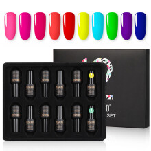 ROSALIND 12 Stück UV-Gel-Nagellack fluoreszierende Farblacke semi-permanent alles für Maniküre Nagel-Gel-Set