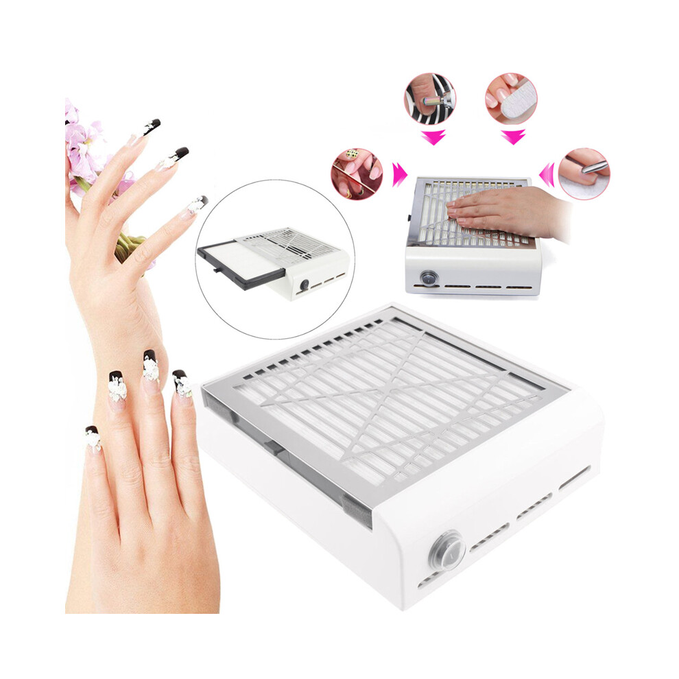 White 40W Nail Art Dust Vacuum Suction Collector Nail Cleaner Manicure Tools Salon