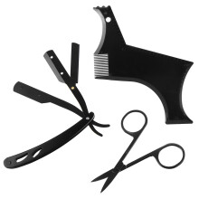 3 - delige set Mannen Baard Kam RVS Scheermes Schaar Thuis Reis Haar Kit