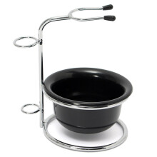 Supporto per ciotola da barba in steel inossidabile Pro Barber con supporto per pennello