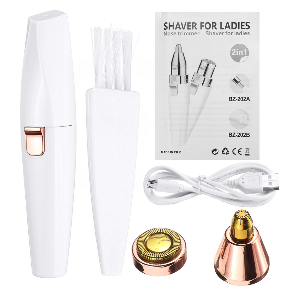 2 in 1 Electric Eyebrow Trimmer Epilator Rechargeable Lady Lipstick Razor Shaver Hair Removal Machine
