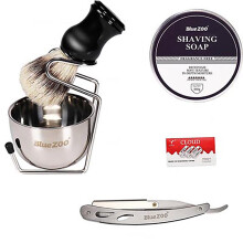 Set da barba BlueZ00 per uomo cura del viso serie da barba crema da barba pennello da barba rimozione dei peli facciali.