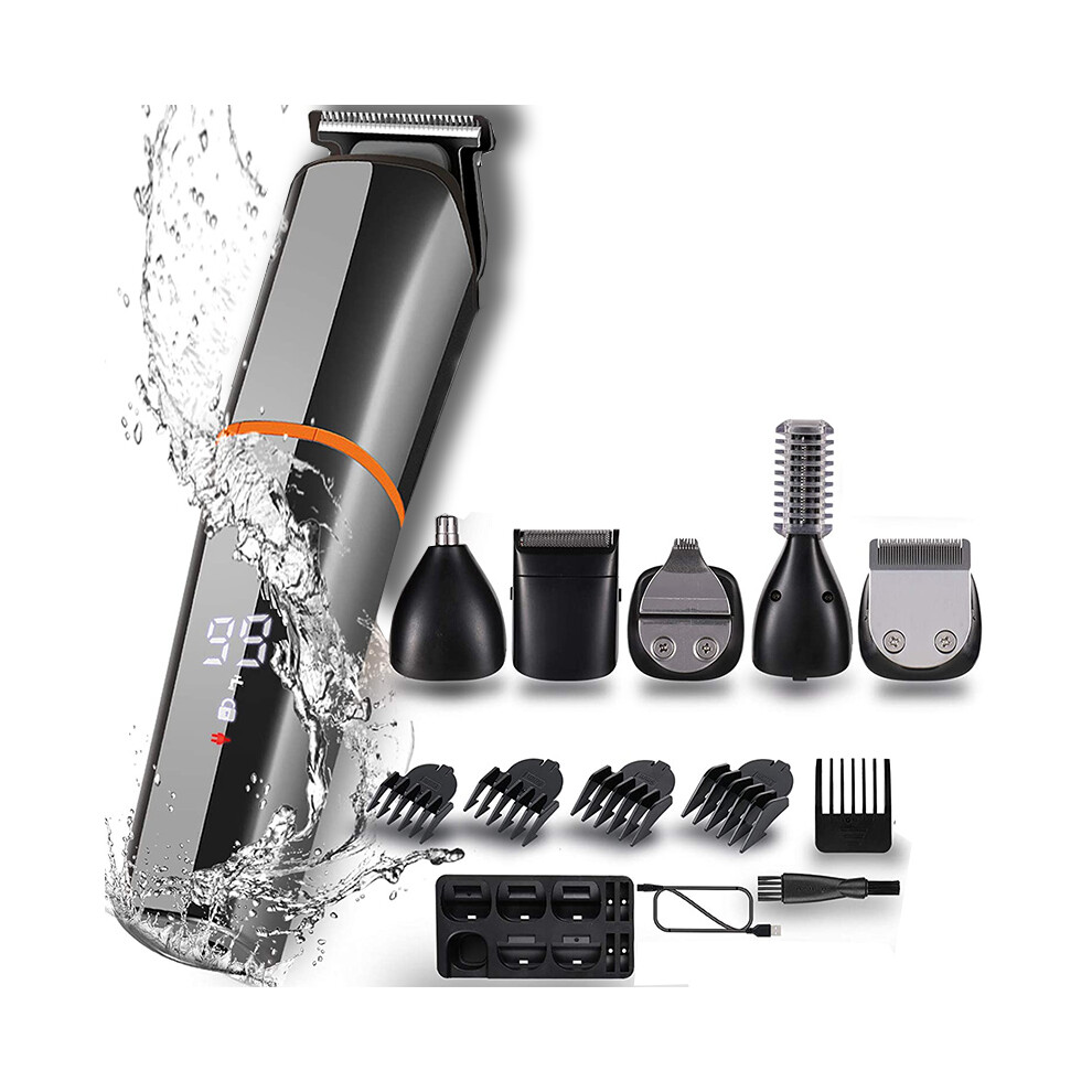 6 in 1 Cordless Display Electric Hair Clipper Beard Grooming Kit Waterproof USB Rechargeable Hair Razor
