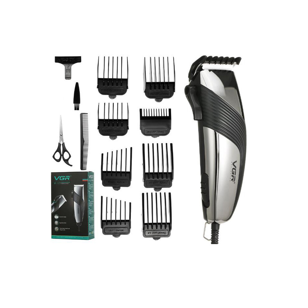VGR V-121 Cord Electric Hair Trimmer Clipper Haircut Machine Beard Trimmer Barber Clipper W/ 8 Limit Combs