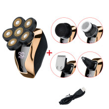 Rasoi electric 6D con LED ricaricabile USB impermeabile per testa calva e barba