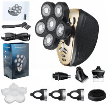 5 IN 1 Rasoio electric Rotante 6D per Uomini Rasoio per Testa Calva Rasoio Multifunzionale Rifinitore per Naso Pulitore per Viso