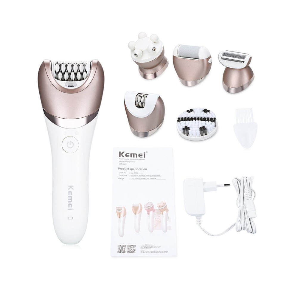 Kemei KM-8001 5 IN 1 Lady Electric Epilator Shaver Hair Remover Instrument Massager Tool Kit