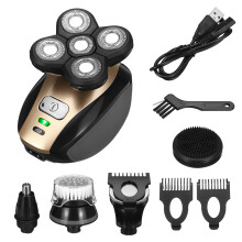 USB 5 IN 1 Rasoio electric Rotante 4D Ricaricabile per Testa Calva e Rifinitore per Barba