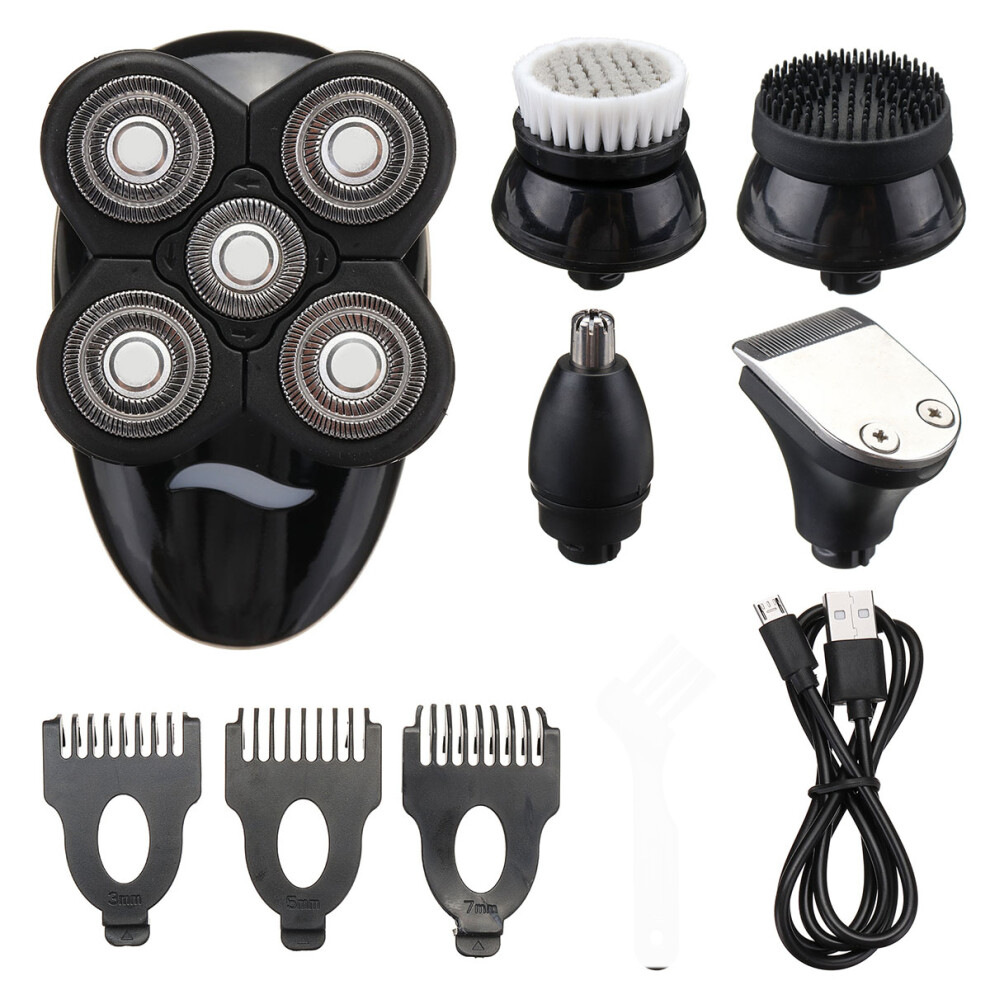 Black 5 In1 4D Rechargeable Electric Bald Head Shaver Razor Cordless Beard Hair Trimmer