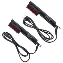 Electric LCD Hair Straightener Comb 160-210C 6 Temperature Men Beard Brush Ceramic Heated Straightening Comb