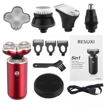 5 In 1 Rasoio electric Multifunzionale per Uomini Rasoio Rotante per Testa Calva Tagliacapelli per Barba e Naso