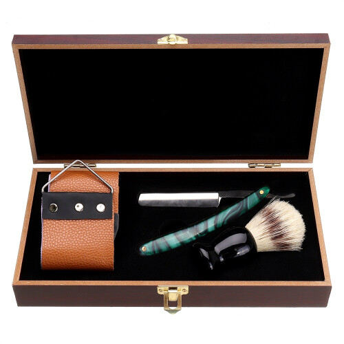 1X Scheermes Set Doos Baard Scheermes Borstel Slijpriem Barber Mannen