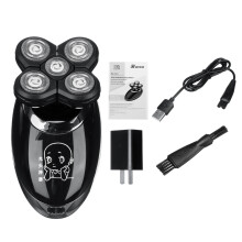 5 Testine Rasoio electric Rasoio per Testa Calva Impermeabile Ricaricabile USB Tagliacapelli Kit di Cura con Spazzola