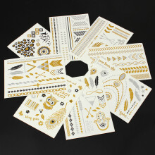 8 Stück Temporäre Metallische Tattoo Aufkleber Gold Silber Flash Tattoos Flash Inspiriert Schmuck