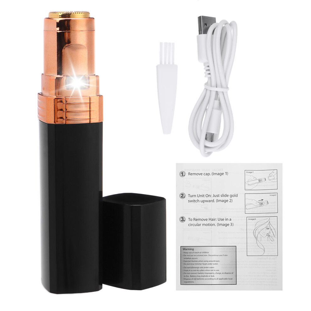 2 in 1 USB Rechargeable Epilator LED Facial Eyebrow Trimmer Hair Remover Shavers