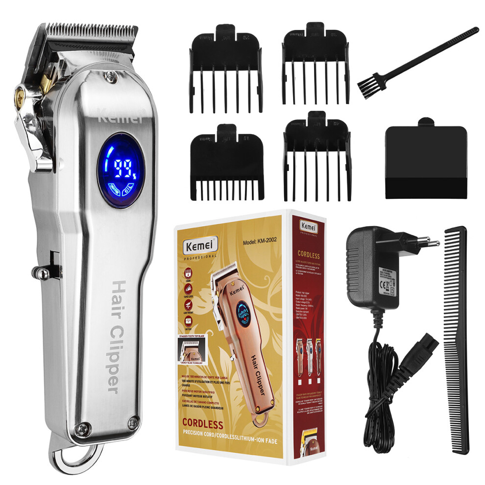 110-240V Kemei Professional LED Man Electric Hair Trimmer Cordless Rechargeable Hair Clipper