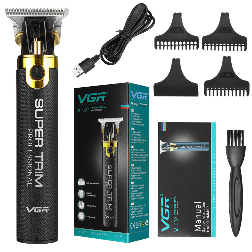 V082 Electric Hair Clipper Shaver Trimmer USB Rechargeable Professional Barber Hair Trimming Machine with 4 Limited Combs