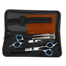 7-Piece Professional Hair Scissors Set: Cutting & Thinning Shears, Ergonomic Handles, Includes Bag, Comb, Clips