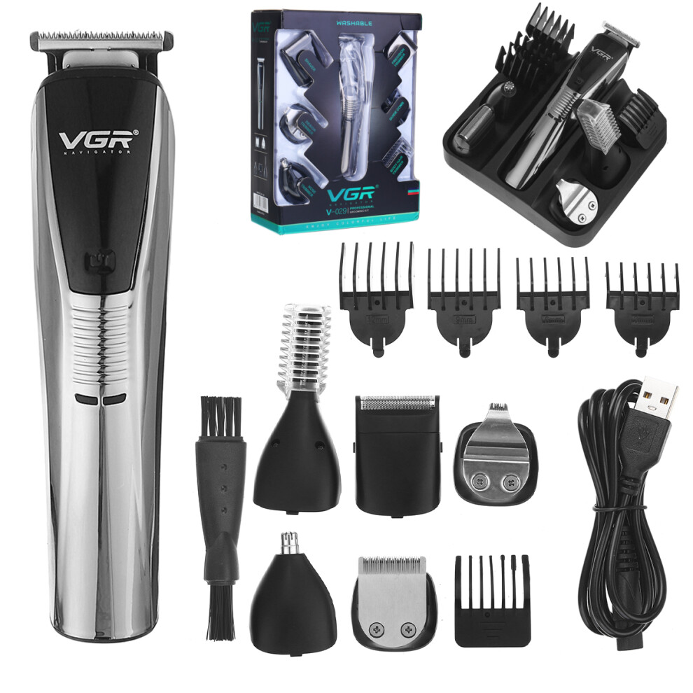 6 IN 1 Men's Electric Hair Clipper Trimmer Beard Shaver Rechargeable Hair Grooming Kit