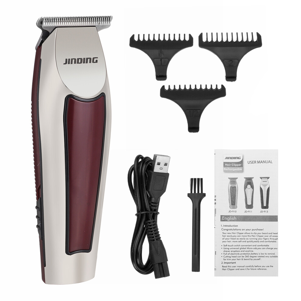 USB Professional Men Electric Hair Clipper Trimmer Haircut Machine Barber Shaver W/ 3 Limit Combs